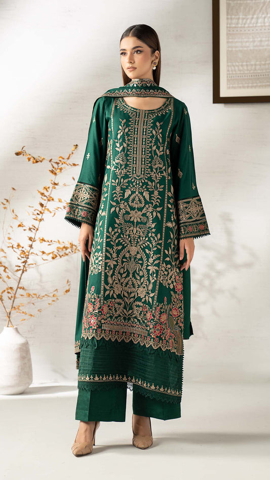 Bin Waheed Premium Dhanak Embroidered Unstitched Suit for Women